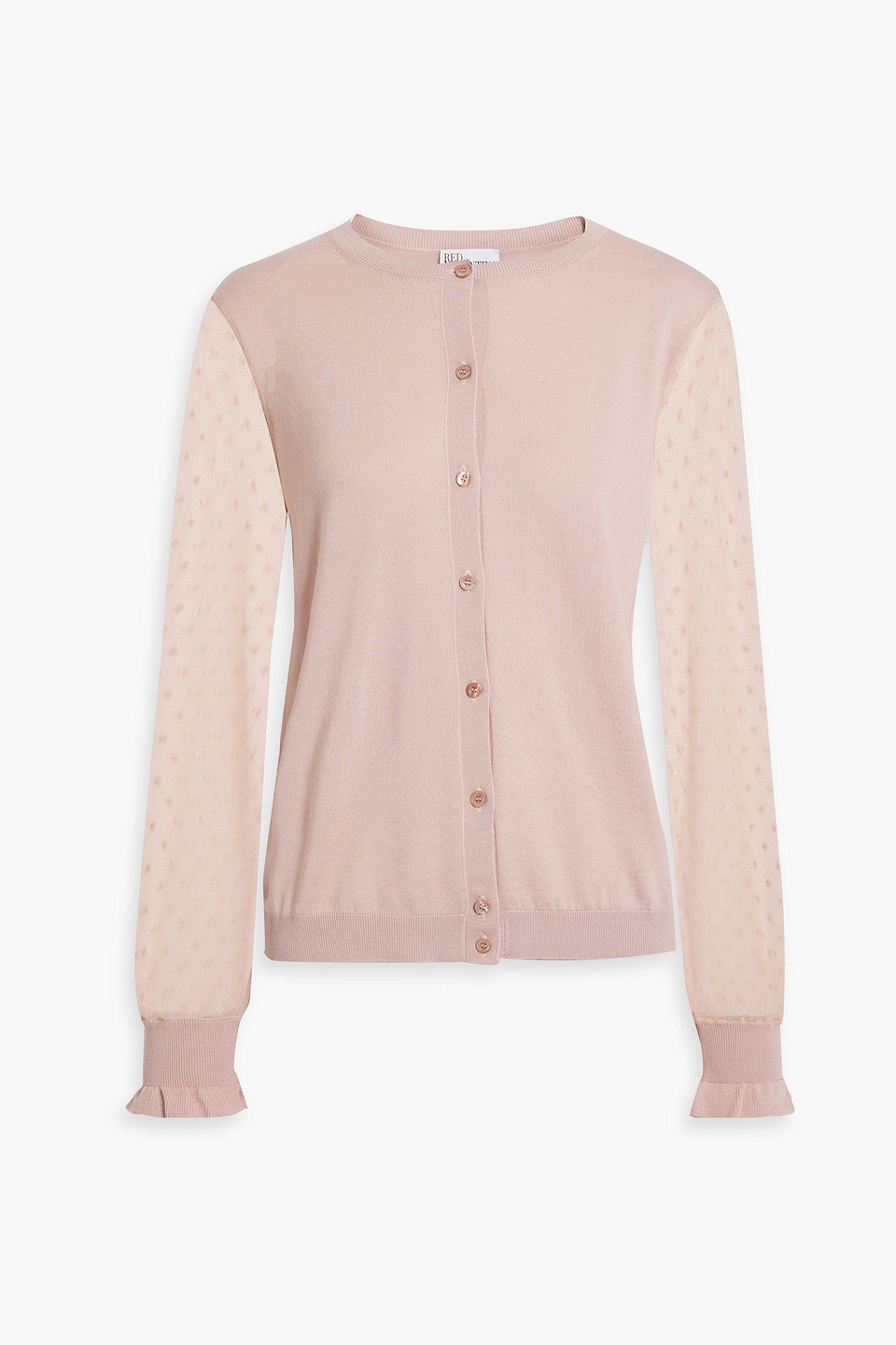 Red Valentino Point D'esprit-paneled Wool, Silk And Cashmere-blend Cardigan In Pink