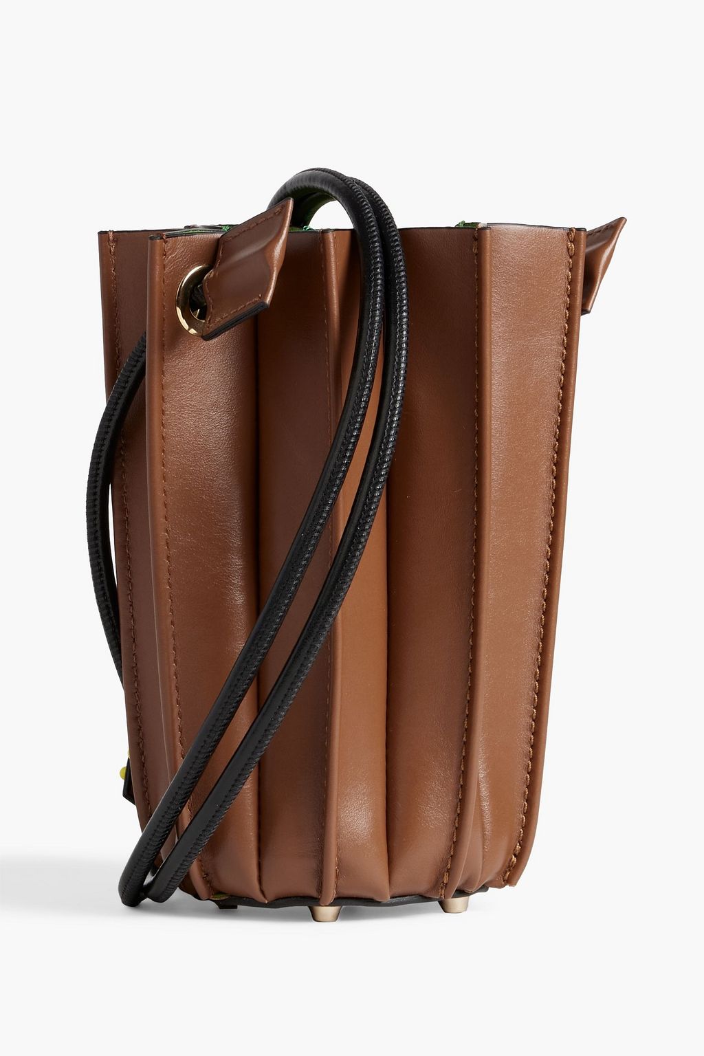 SARA BATTAGLIA Plissé Mini XS leather bucket bag