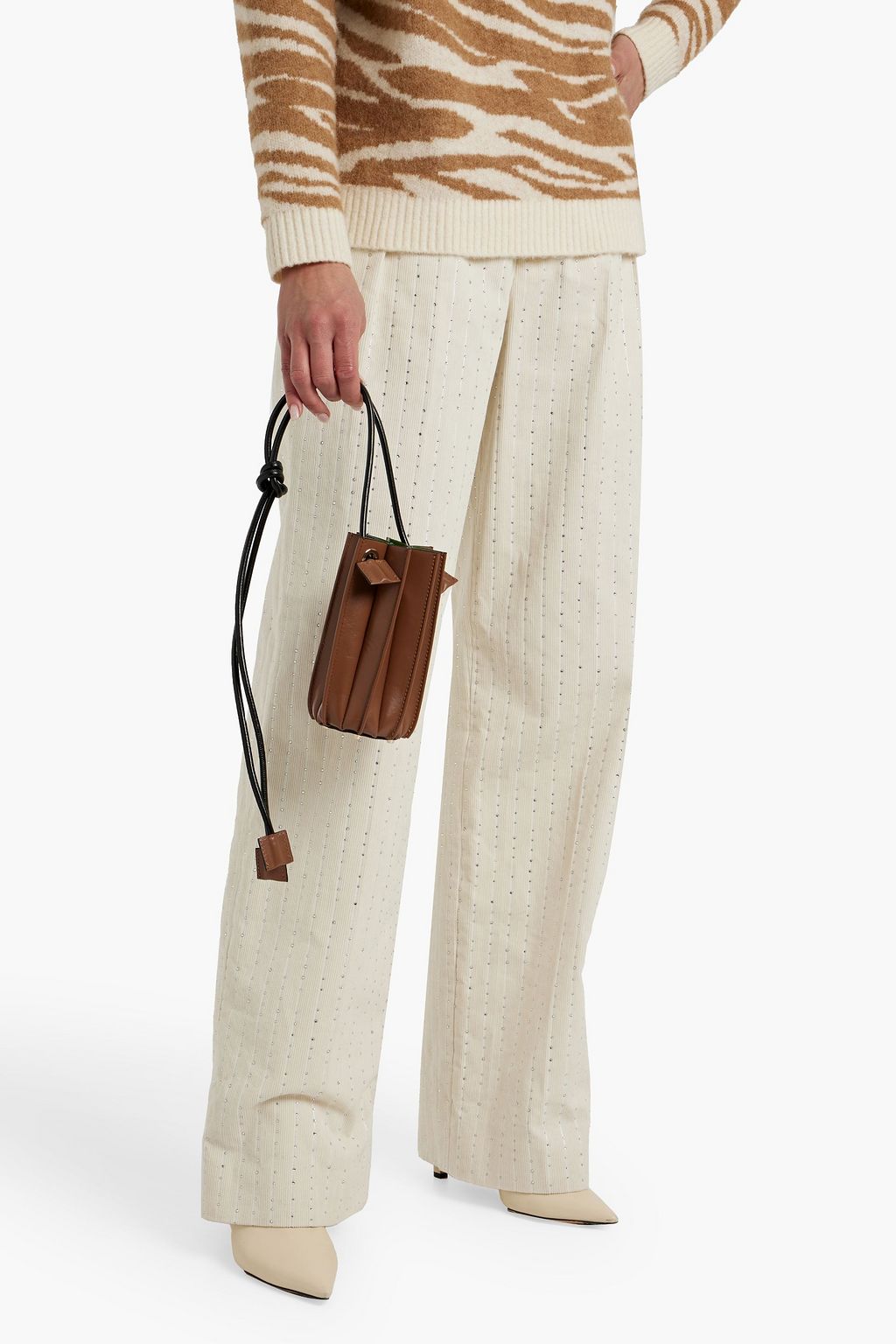 SARA BATTAGLIA Plissé Mini XS leather bucket bag