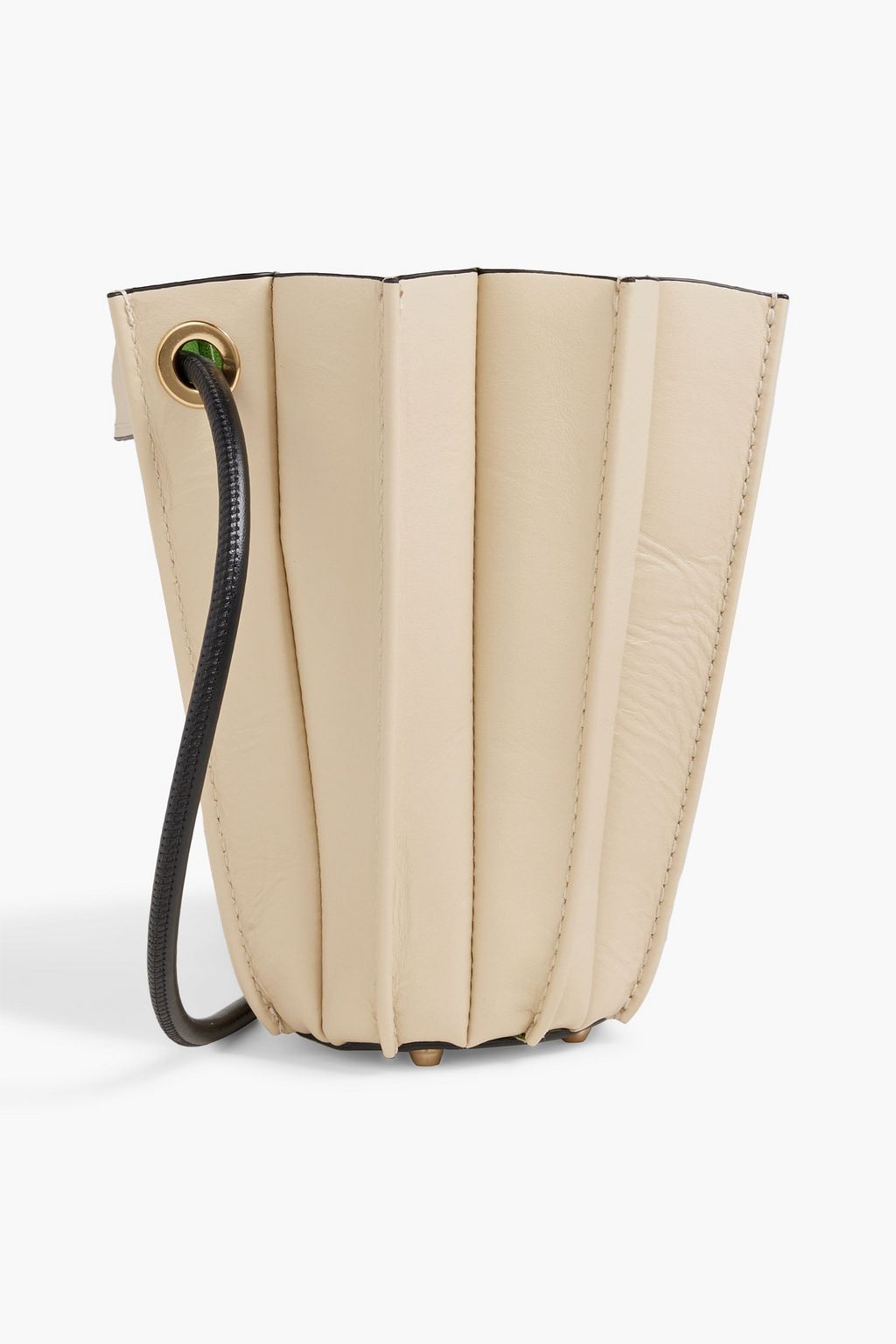 SARA BATTAGLIA Plissé Mini XS leather bucket bag