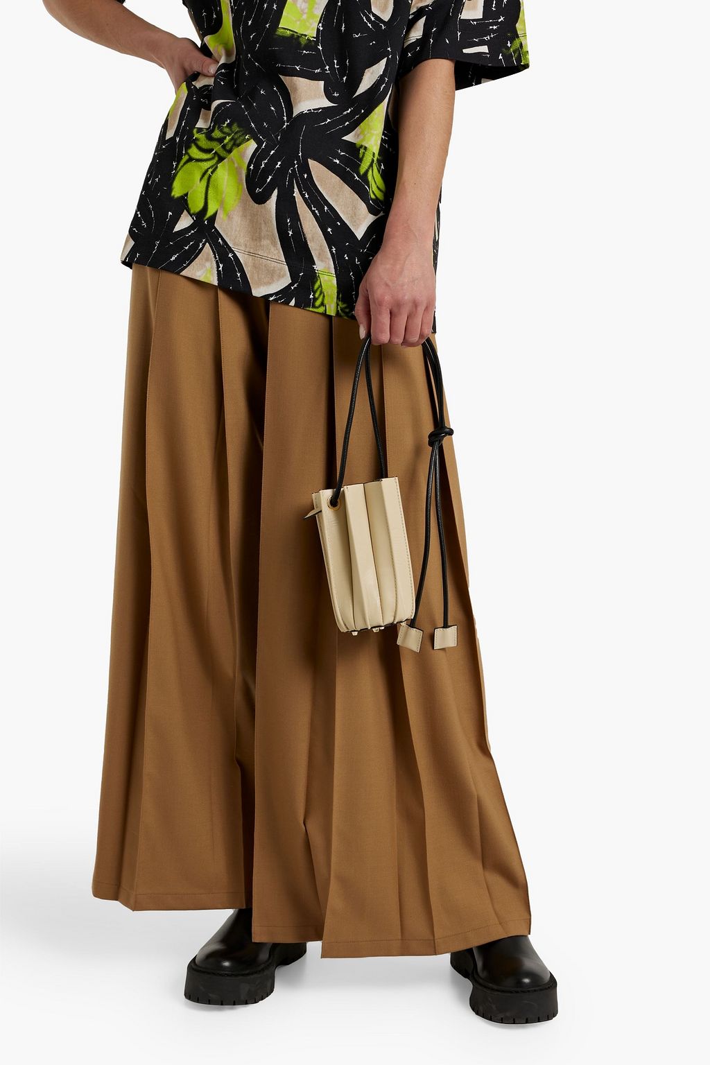 SARA BATTAGLIA Plissé Mini XS leather bucket bag