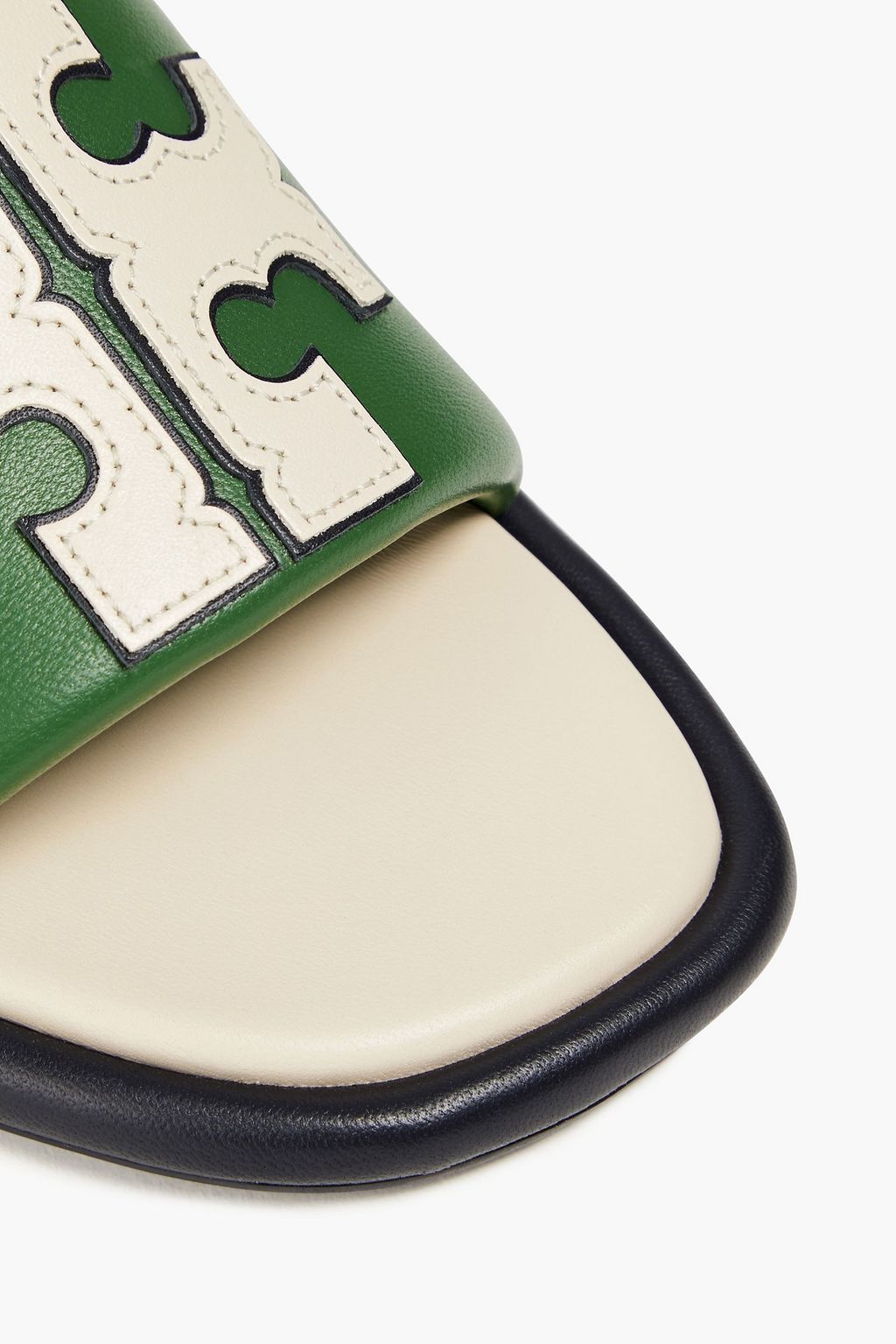 TORY BURCH Double T Sport appliquéd leather slides