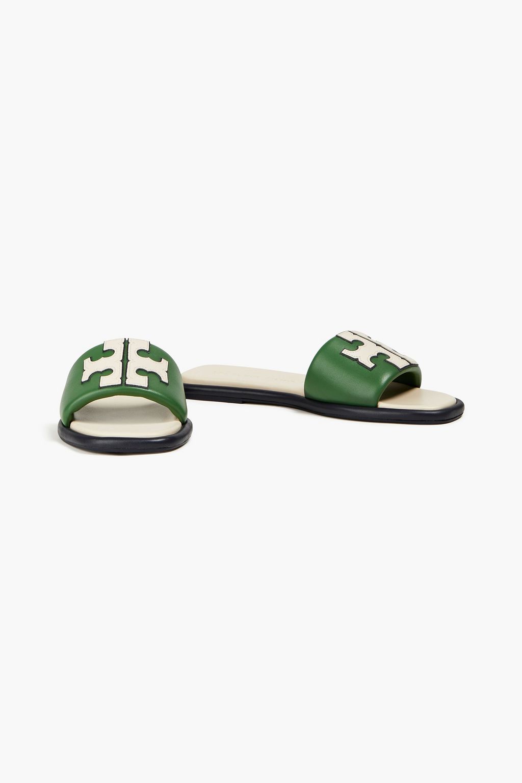 TORY BURCH Double T Sport appliquéd leather slides