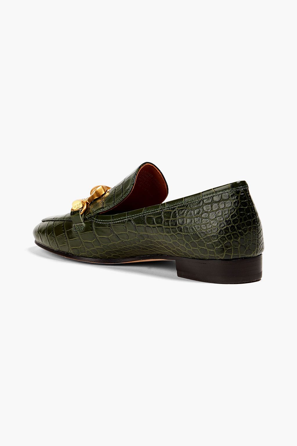 TORY BURCH Jessa chain-embellished croc-effect leather loafers