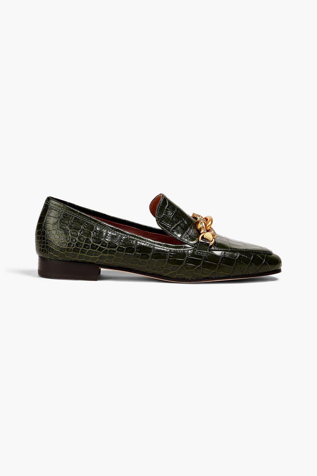 TORY BURCH Jessa chain-embellished croc-effect leather loafers | Sale up to  70% off | THE OUTNET