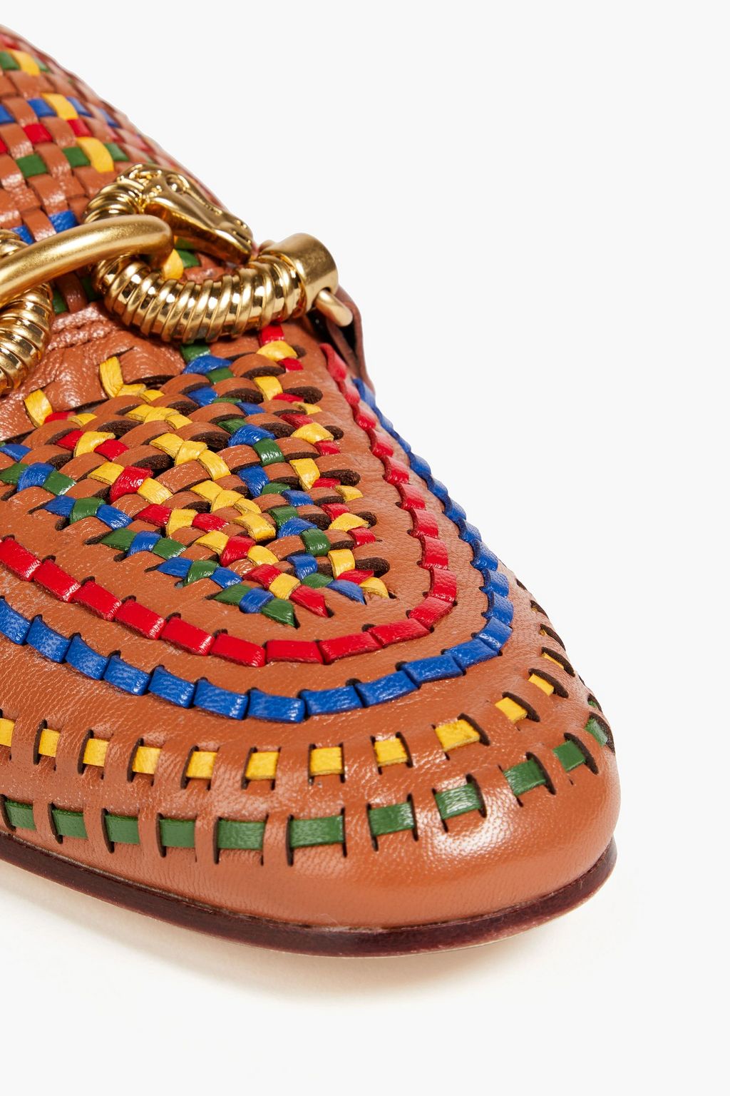 TORY BURCH Jessa embellished woven leather loafers