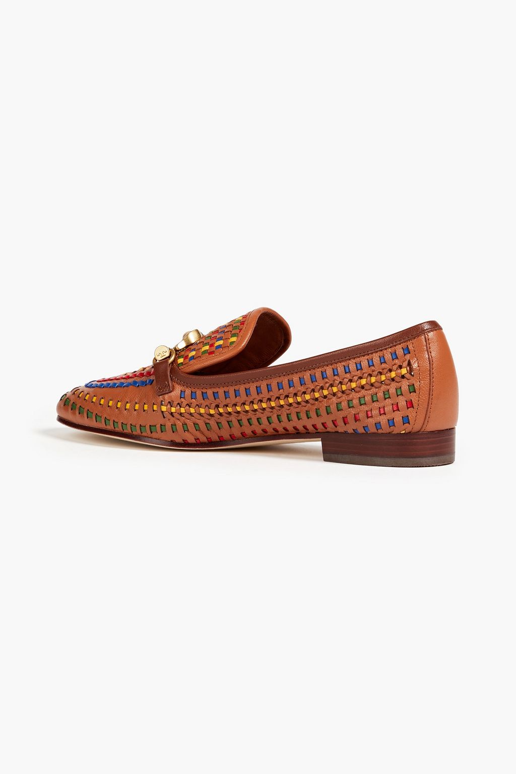 TORY BURCH Jessa embellished woven leather loafers