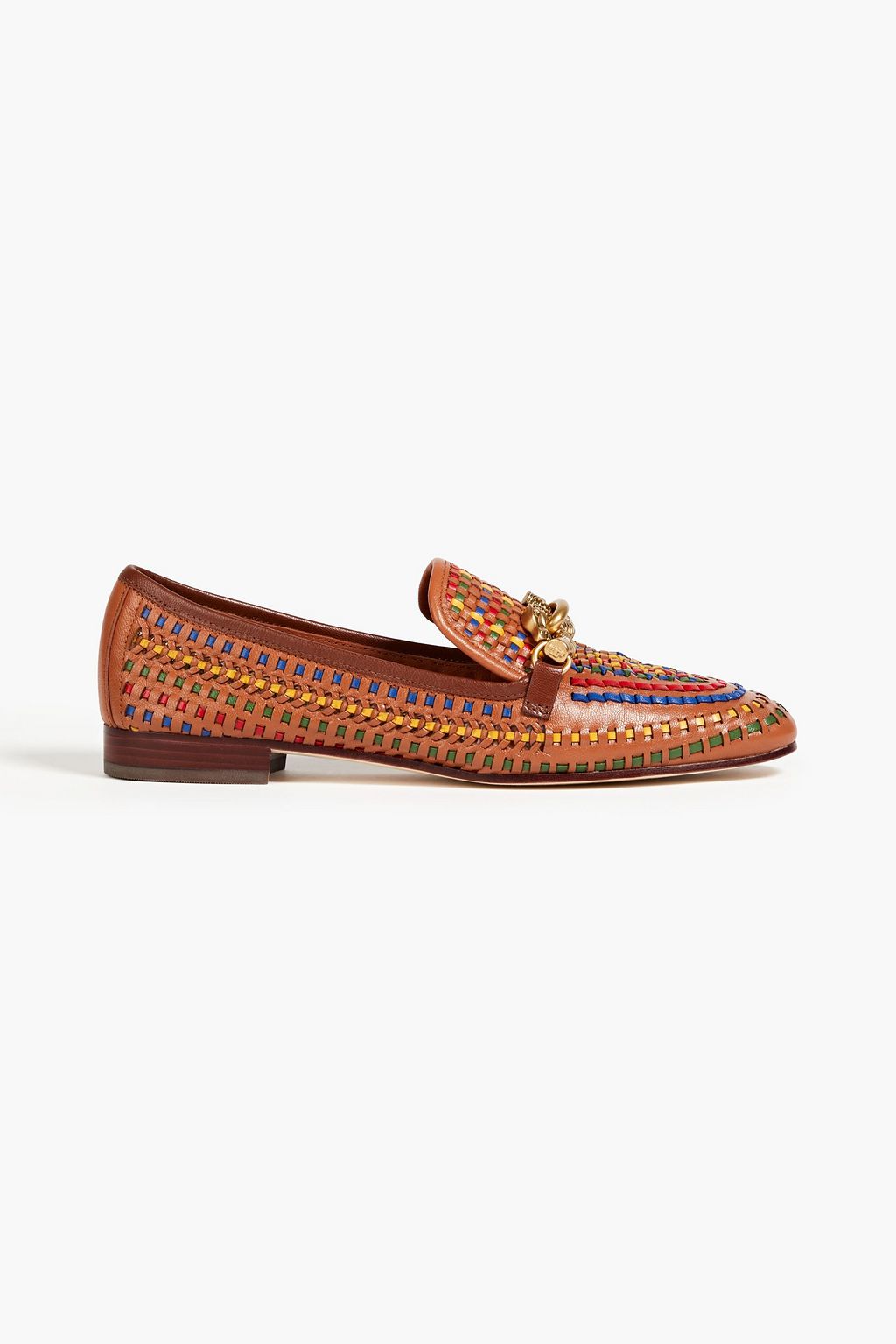 TORY BURCH Jessa chain-embellished woven leather loafers | Sale up to 70%  off | THE OUTNET