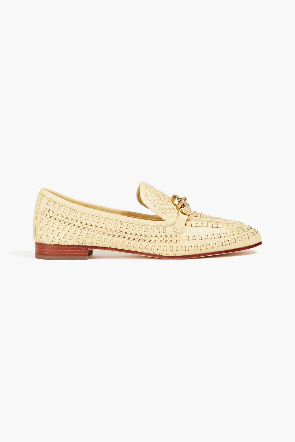Tory Burch Jessa Embellished Woven Leather Loafers In Neutrals