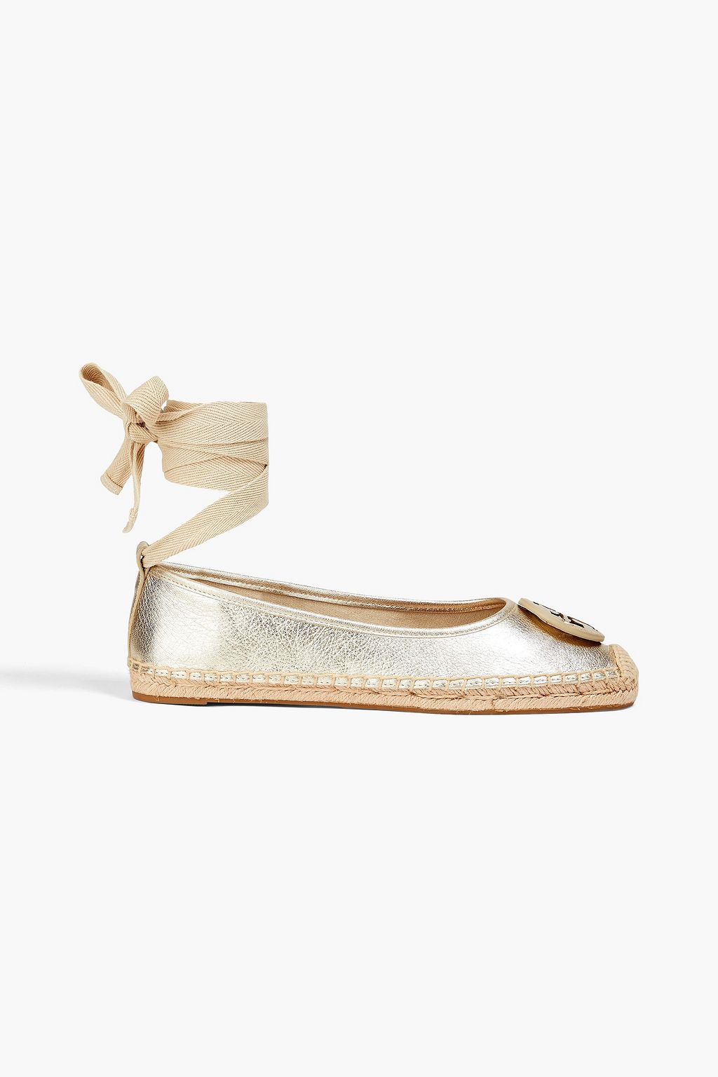 TORY BURCH Minnie lace-up embellished metallic leather espadrilles | Sale  up to 70% off | THE OUTNET