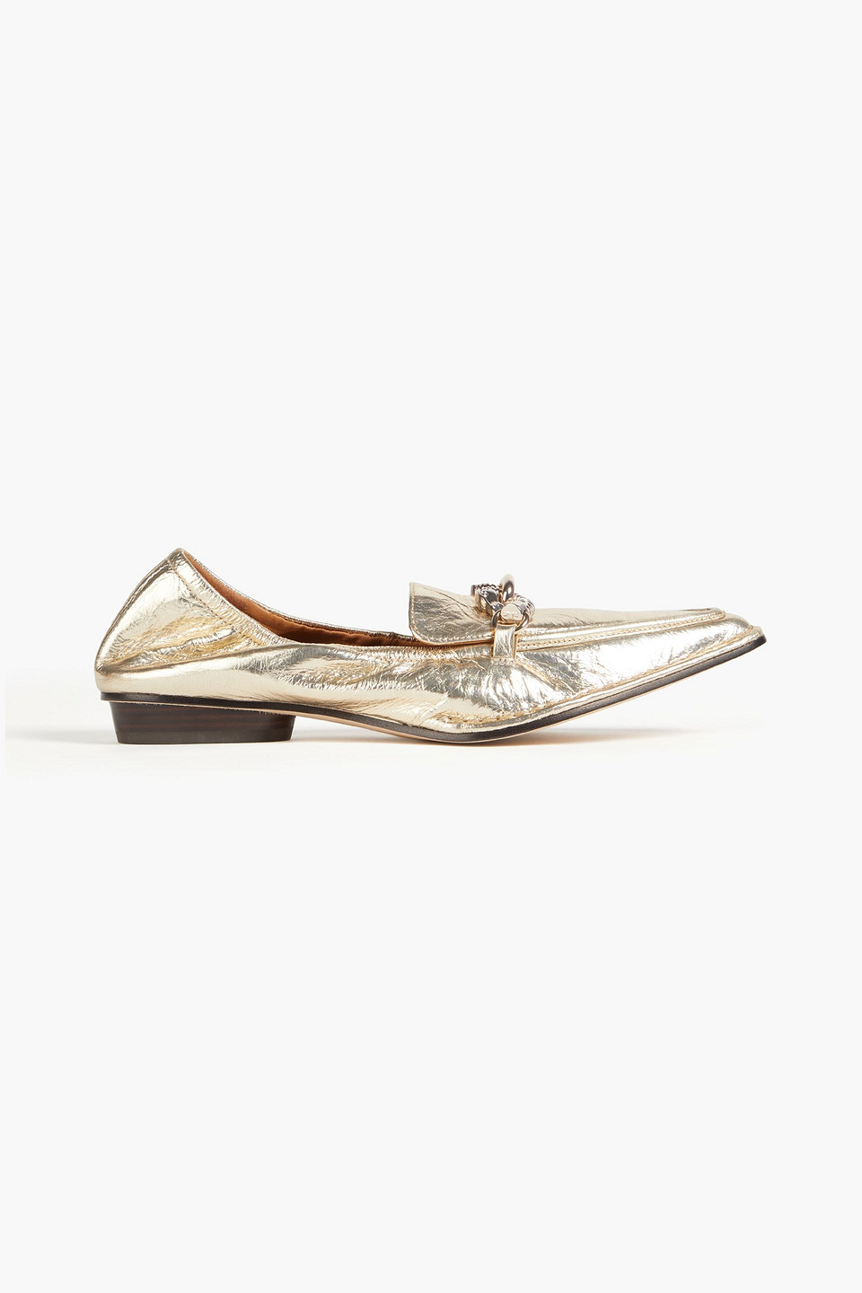 Tory Burch Jessa Embellished Metallic Leather Loafers