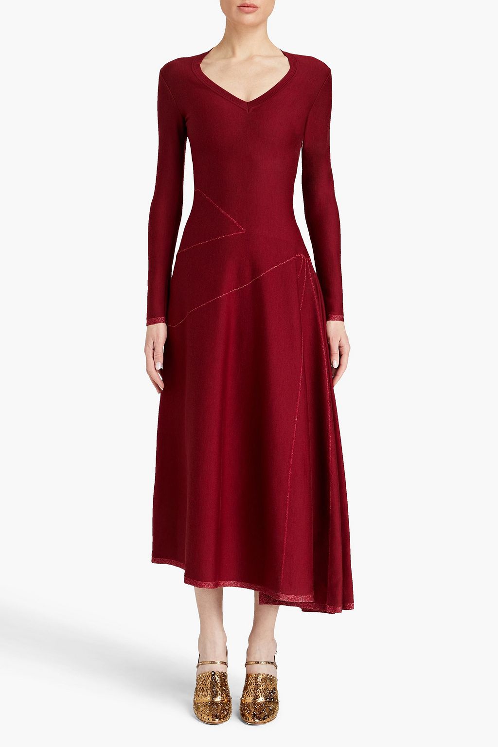 ALAÏA Asymmetrisches Kleid aus einer Wollmischung mit Metallic-Effekt