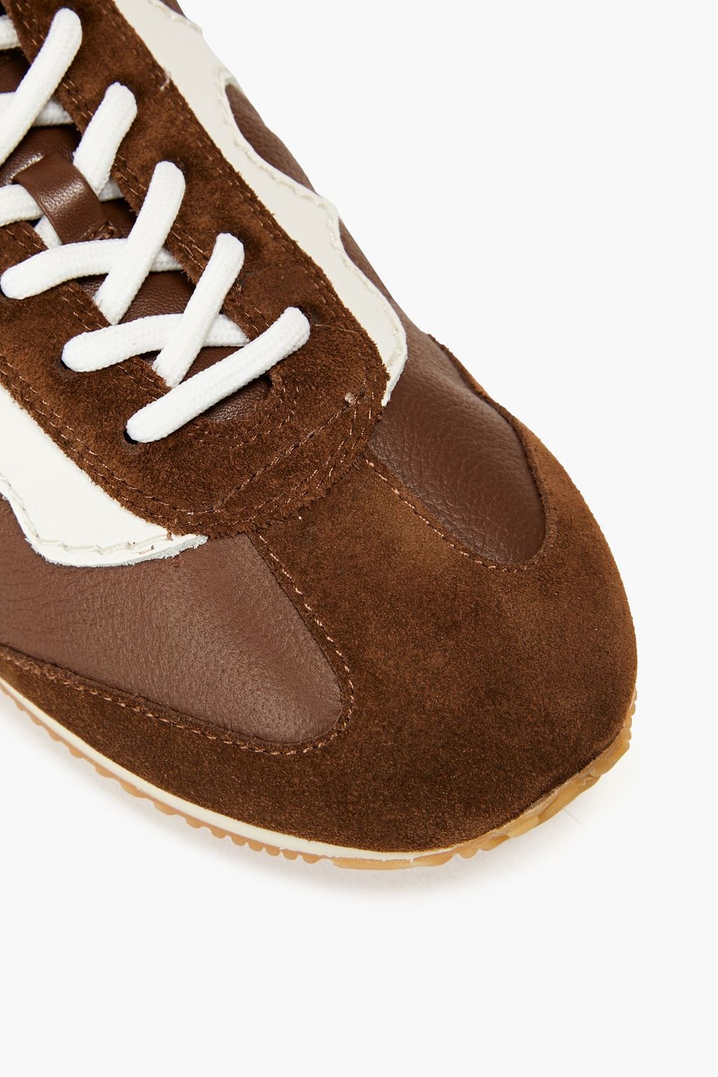 TORY BURCH Serif suede and leather sneakers