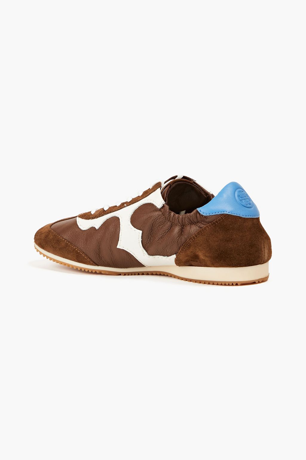 TORY BURCH Serif suede and leather sneakers
