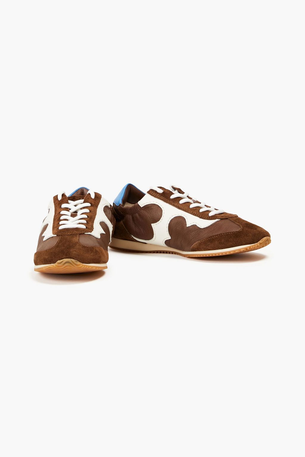 TORY BURCH Serif suede and leather sneakers