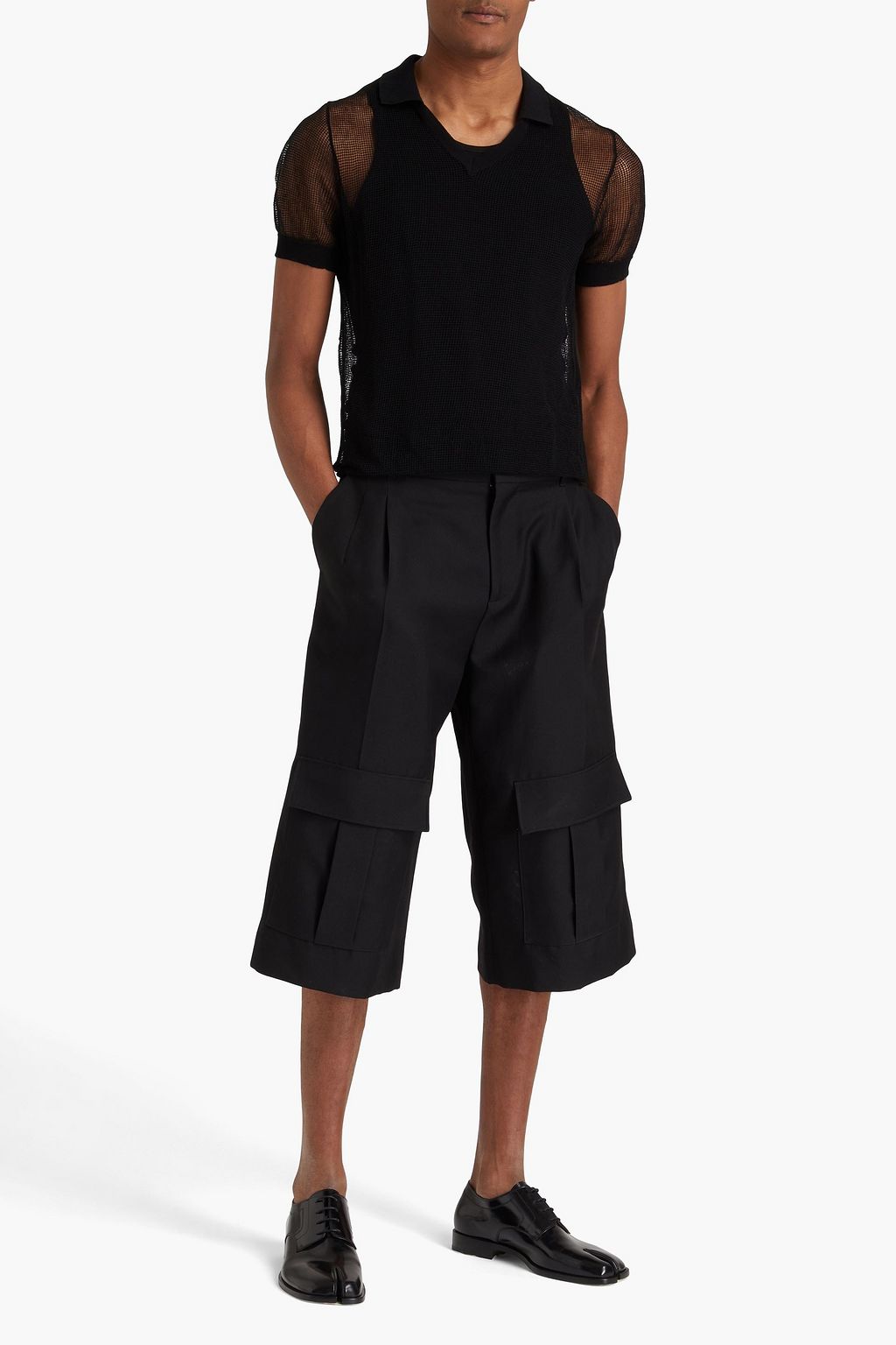 MAISON MARGIELA Open-knit cotton-blend polo shirt