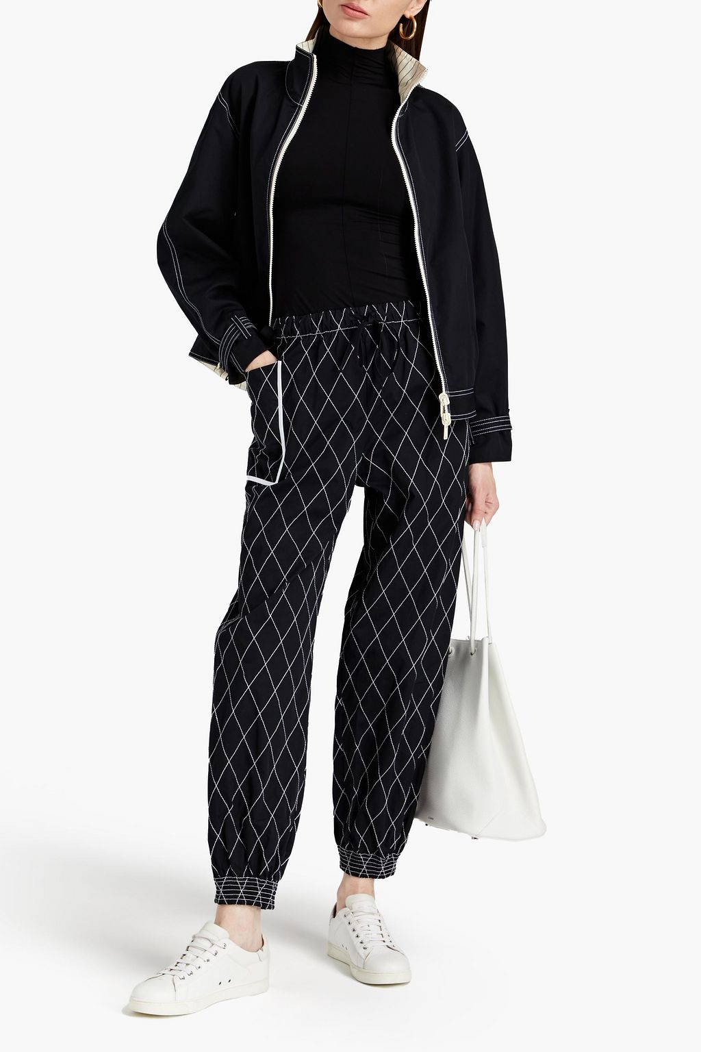 TORY BURCH 코튼 포플린 트랙 팬츠