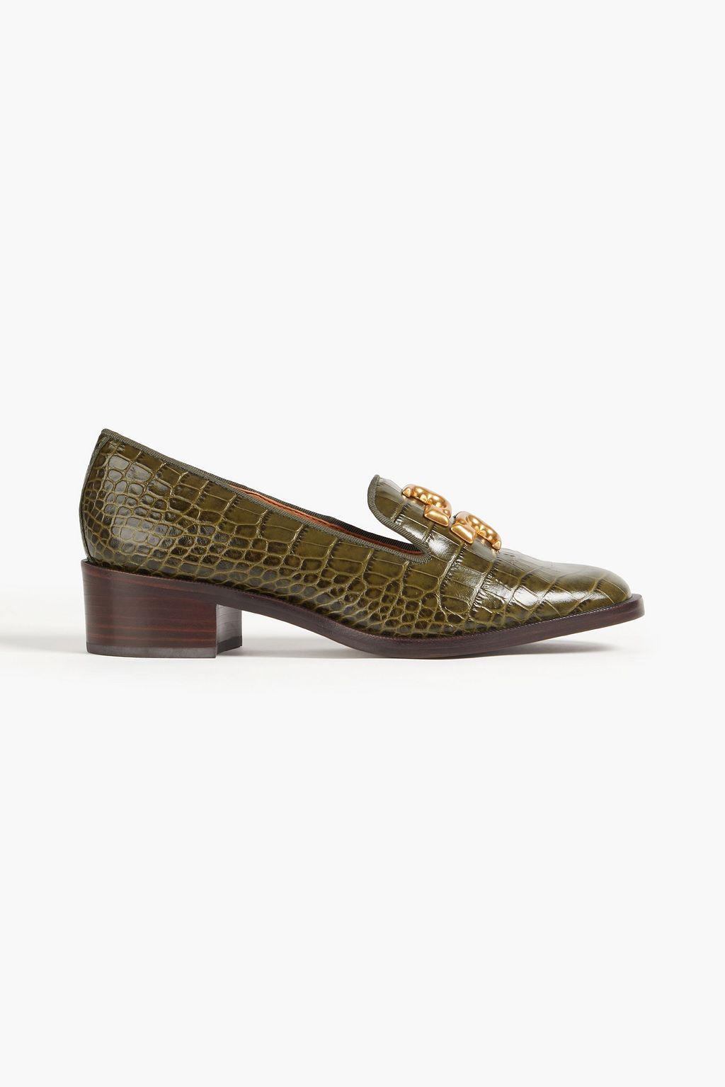 TORY BURCH Eleanor embellished croc-effect leather pumps | Sale up to 70%  off | THE OUTNET