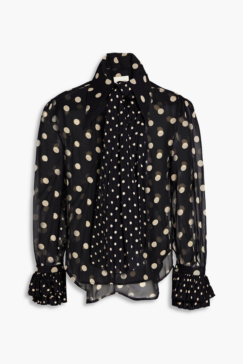 Khaite Polka-dot Silk-chiffon Blouse In Black