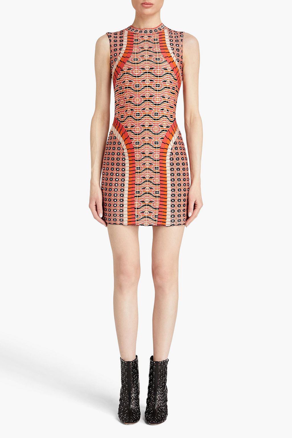 ALAÏA ジャカードニット ミニワンピース スタッズ付き