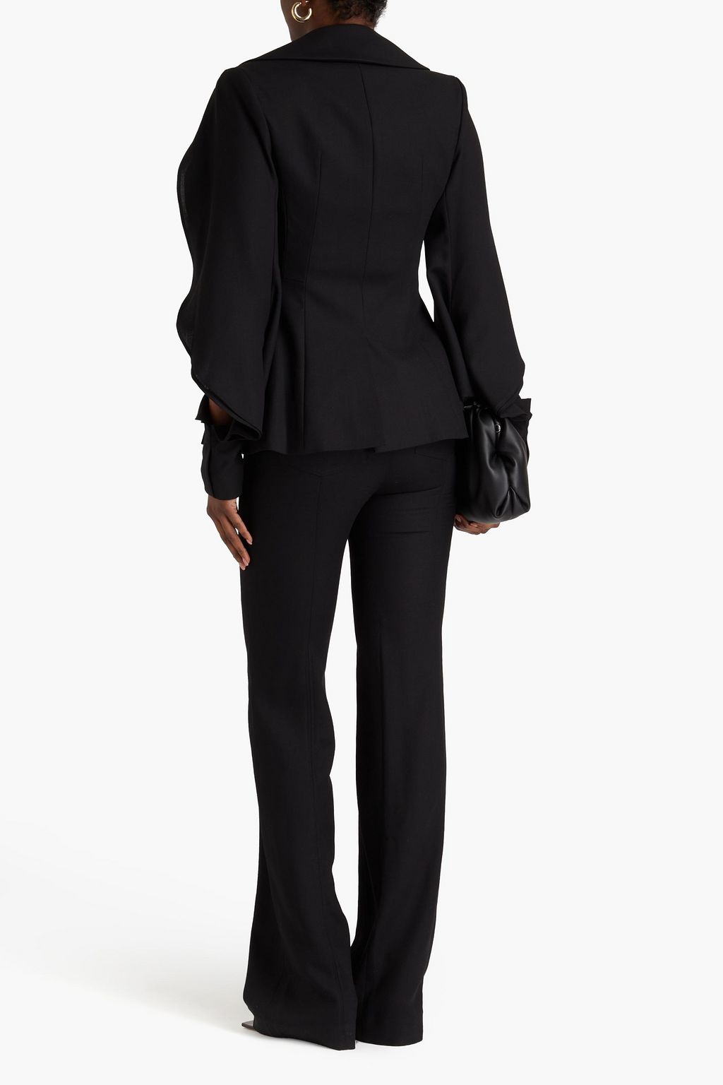 PALMER//HARDING Double-breasted ruffled wool-twill blazer