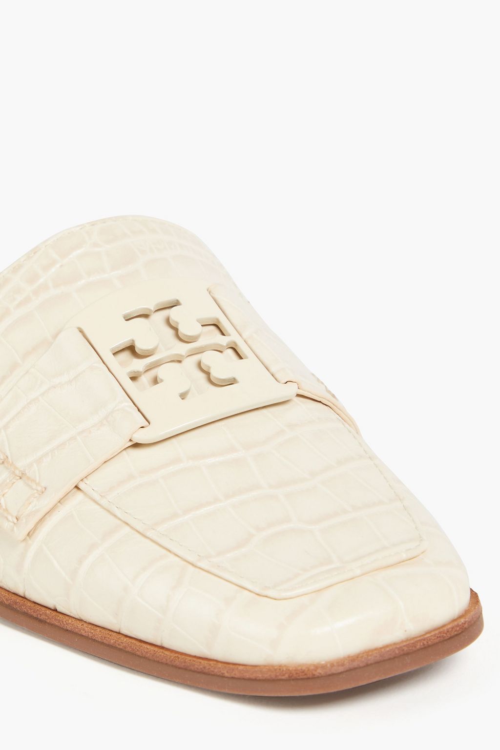 TORY BURCH Georgia Mules aus Leder mit Krokodileffekt und Verzierung