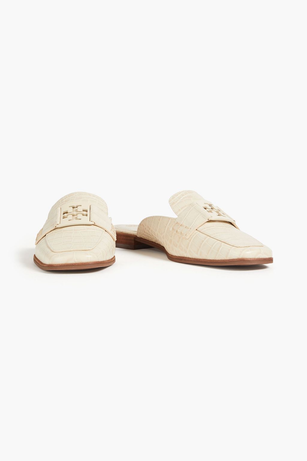 TORY BURCH Georgia Mules aus Leder mit Krokodileffekt und Verzierung