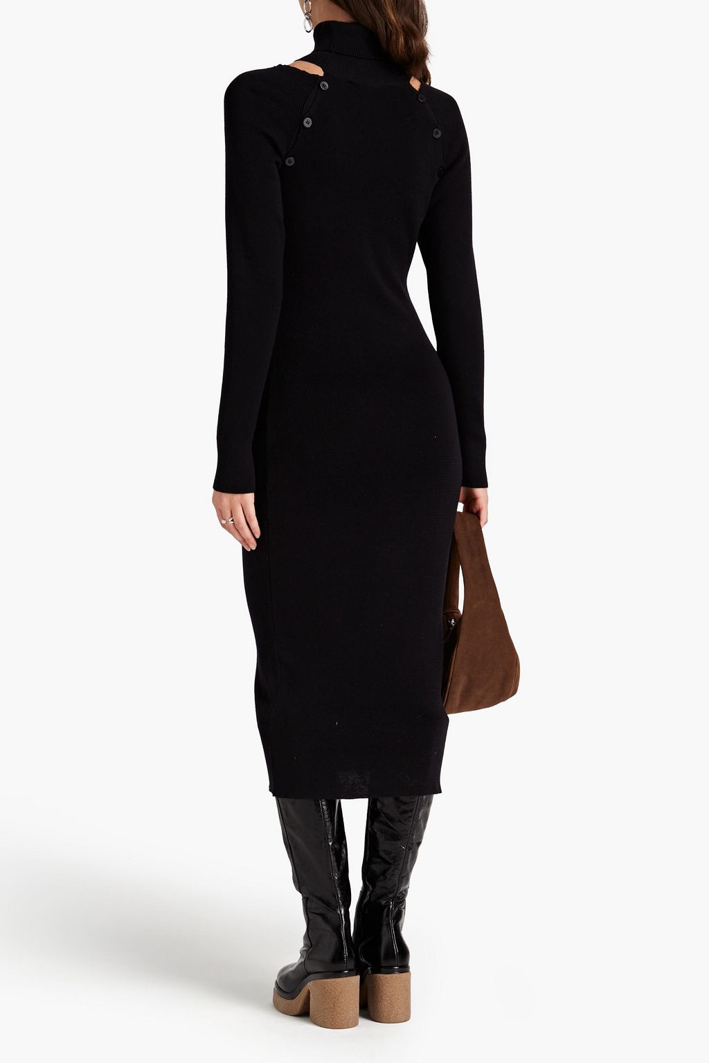 ENVELOPE1976 Berg cutout ribbed cashmere and wool-blend midi dress