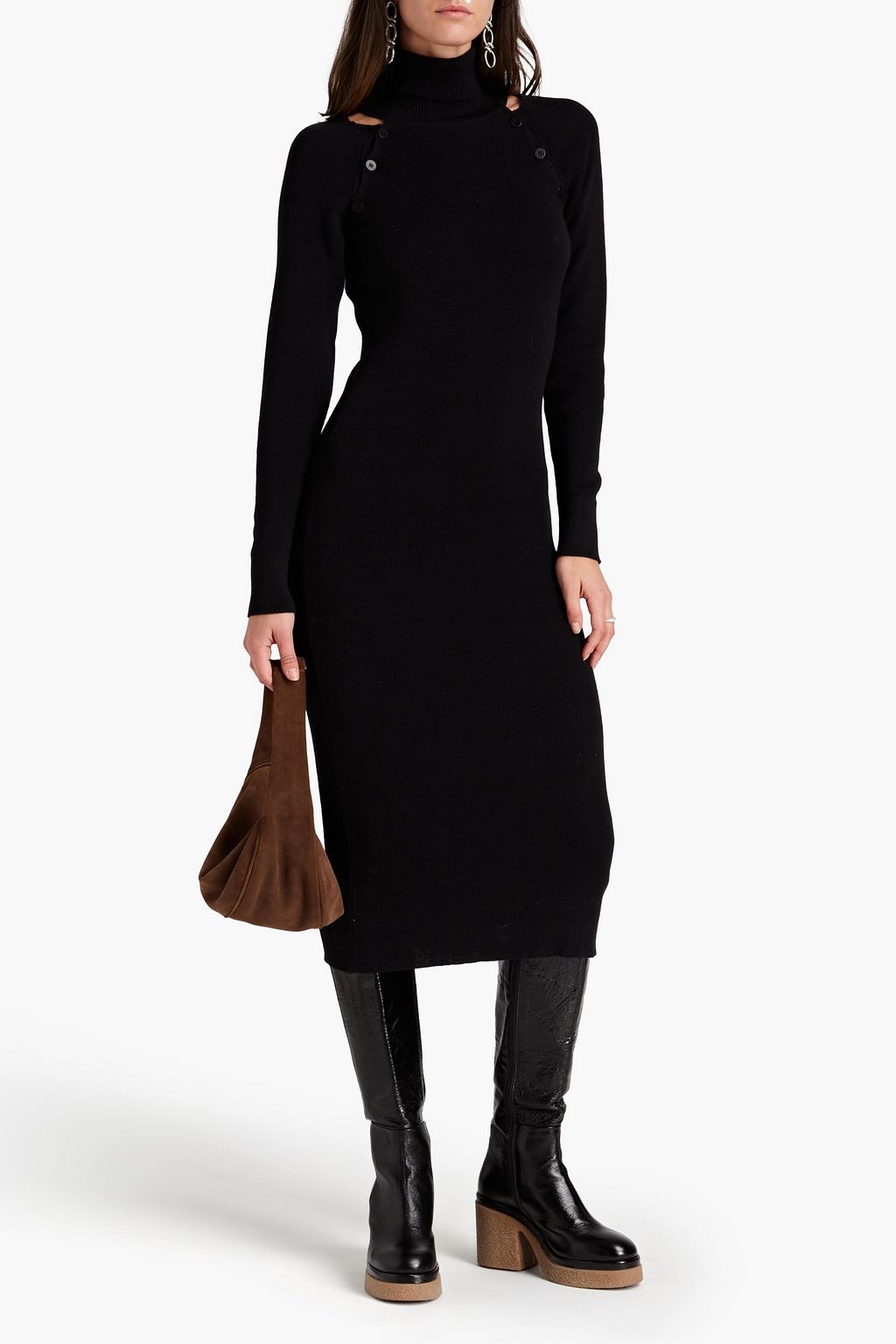 ENVELOPE1976 Berg cutout ribbed cashmere and wool-blend midi dress