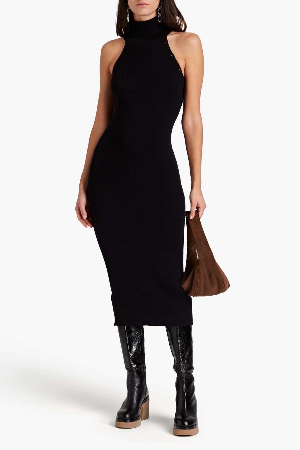 ENVELOPE1976 Berg cutout ribbed cashmere and wool-blend midi dress