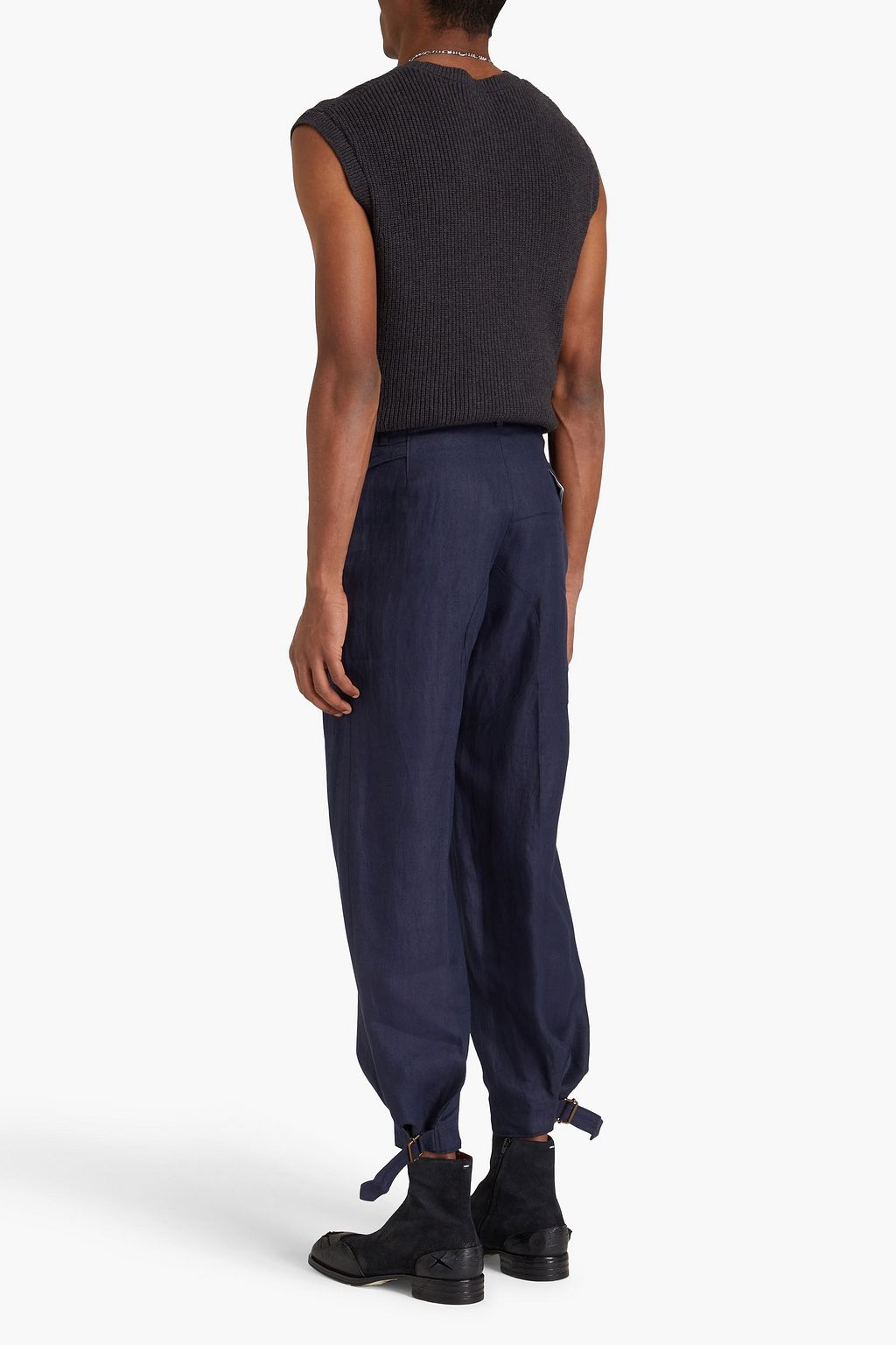 MAISON MARGIELA Buckle-detailed linen-twill pants