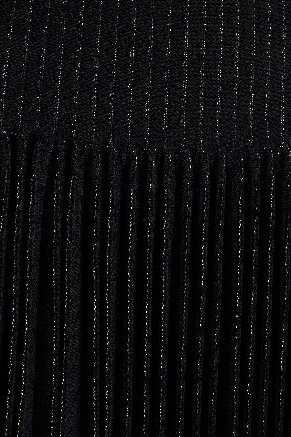 ALAÏA Pleated metallic stretch-knit midi dress