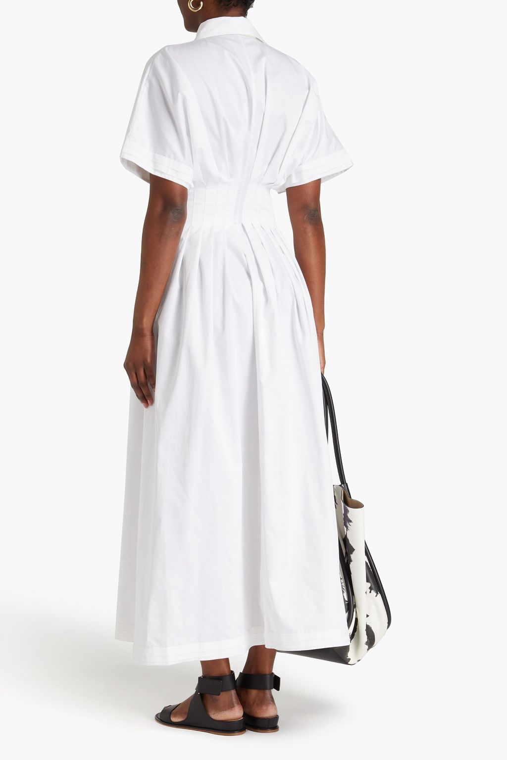 PALMER//HARDING Pleated cotton-poplin maxi shirt dress