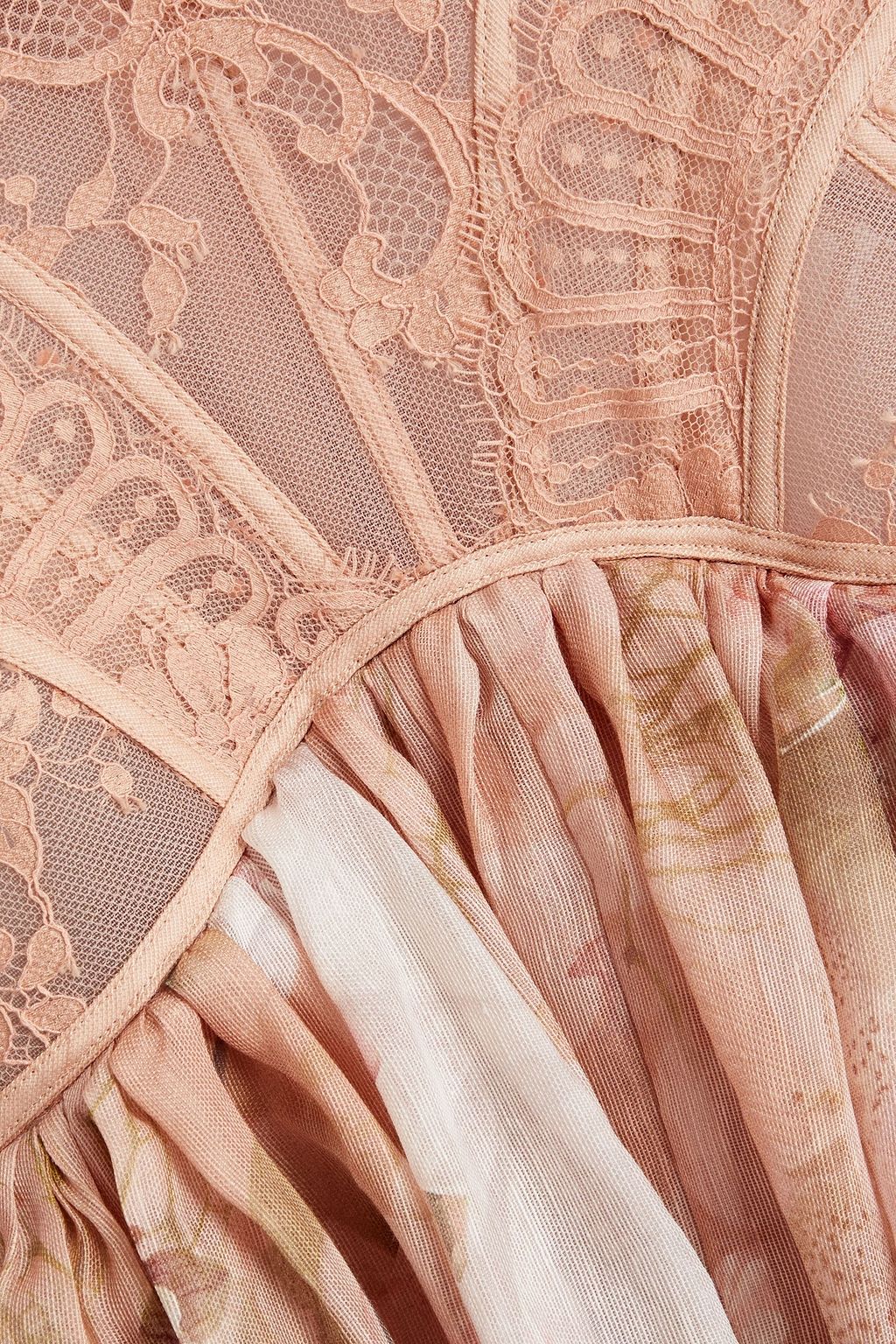 ZIMMERMANN Flocked silk and linen-blend tulle, lace and gauze mini dress