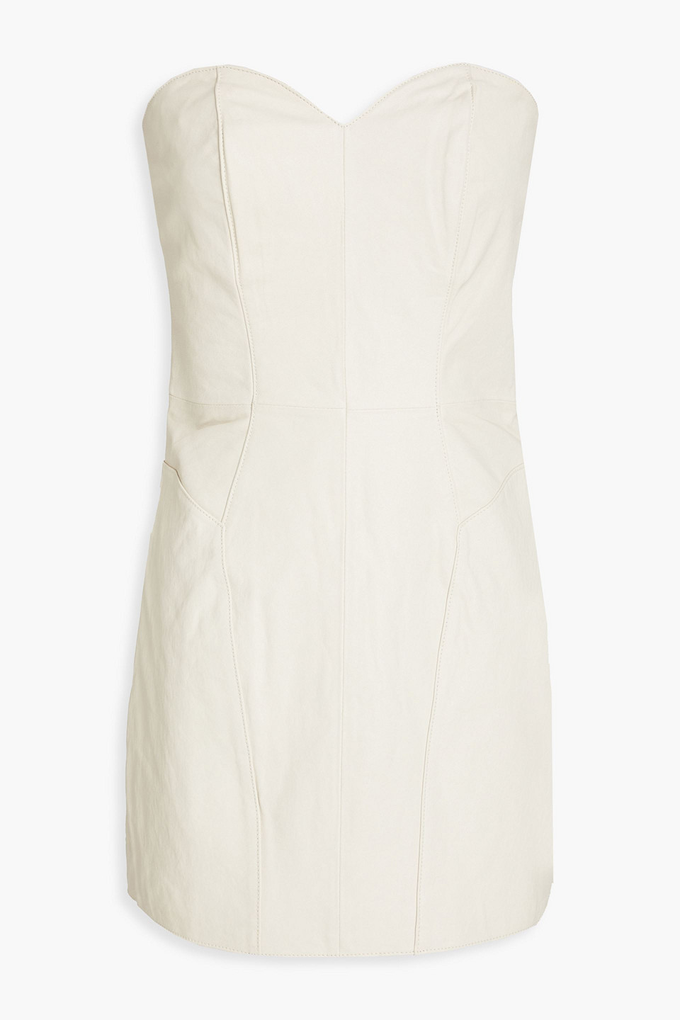 Envelope 1976 Beverly Leather Strapless Mini Dress In Cream