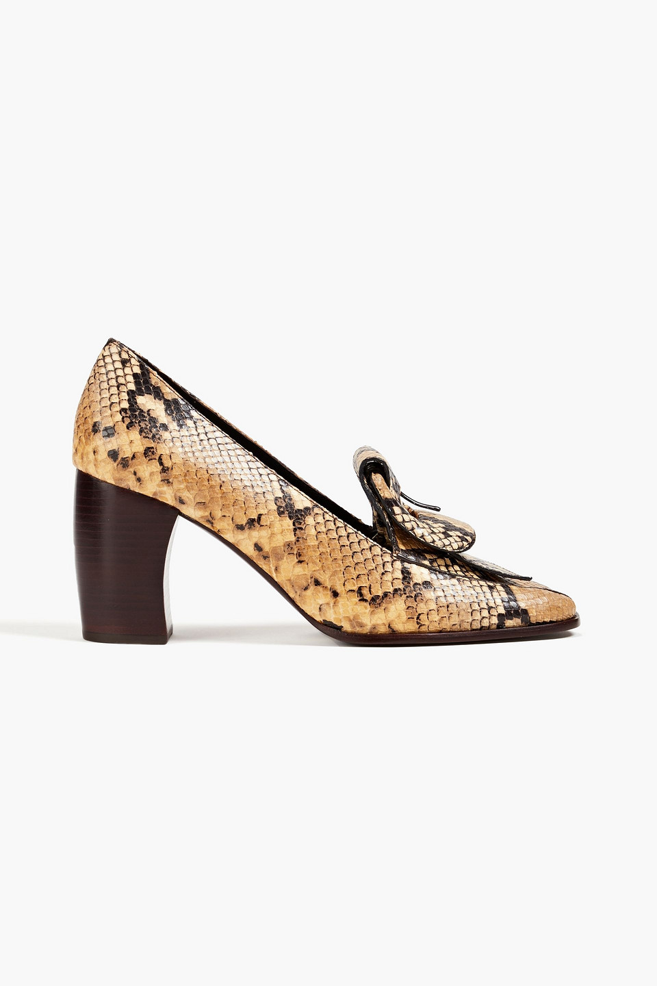 Tory Burch Snake-effect Leather Pumps In Brown