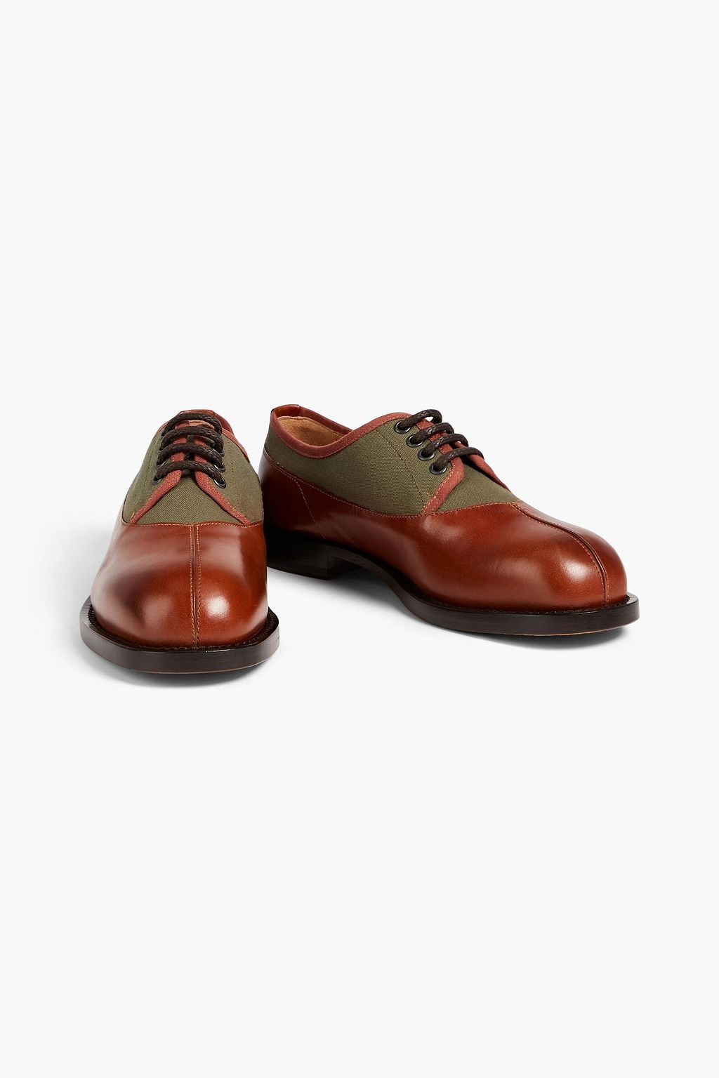 MAISON MARGIELA Burnished leather and canvas derby shoes