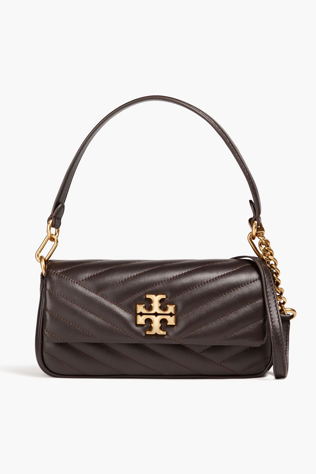 Chocolate Kira quilted leather shoulder bag | TORY BURCH | THE OUTNET