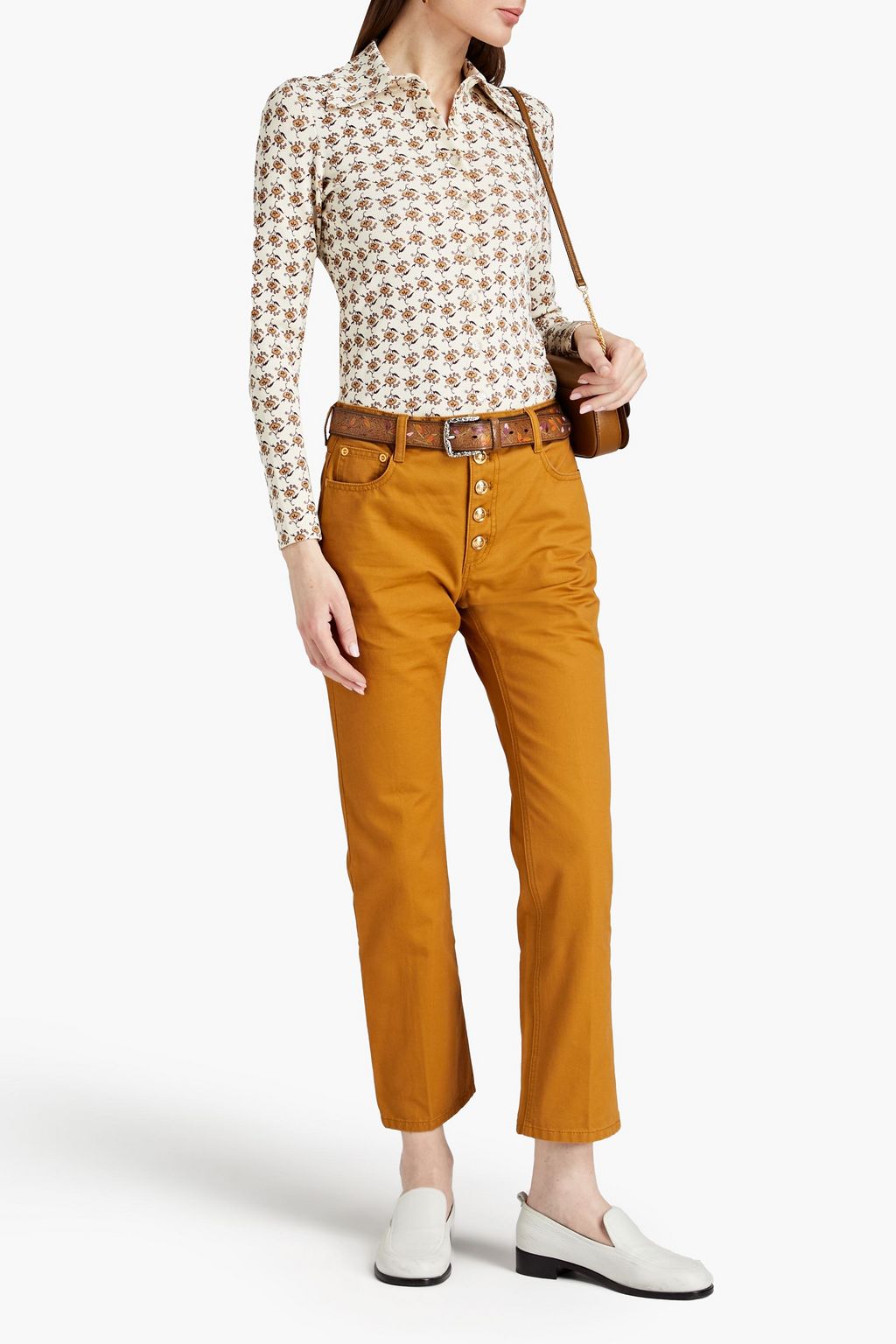 TORY BURCH Dandelion floral-print cotton-blend shirt
