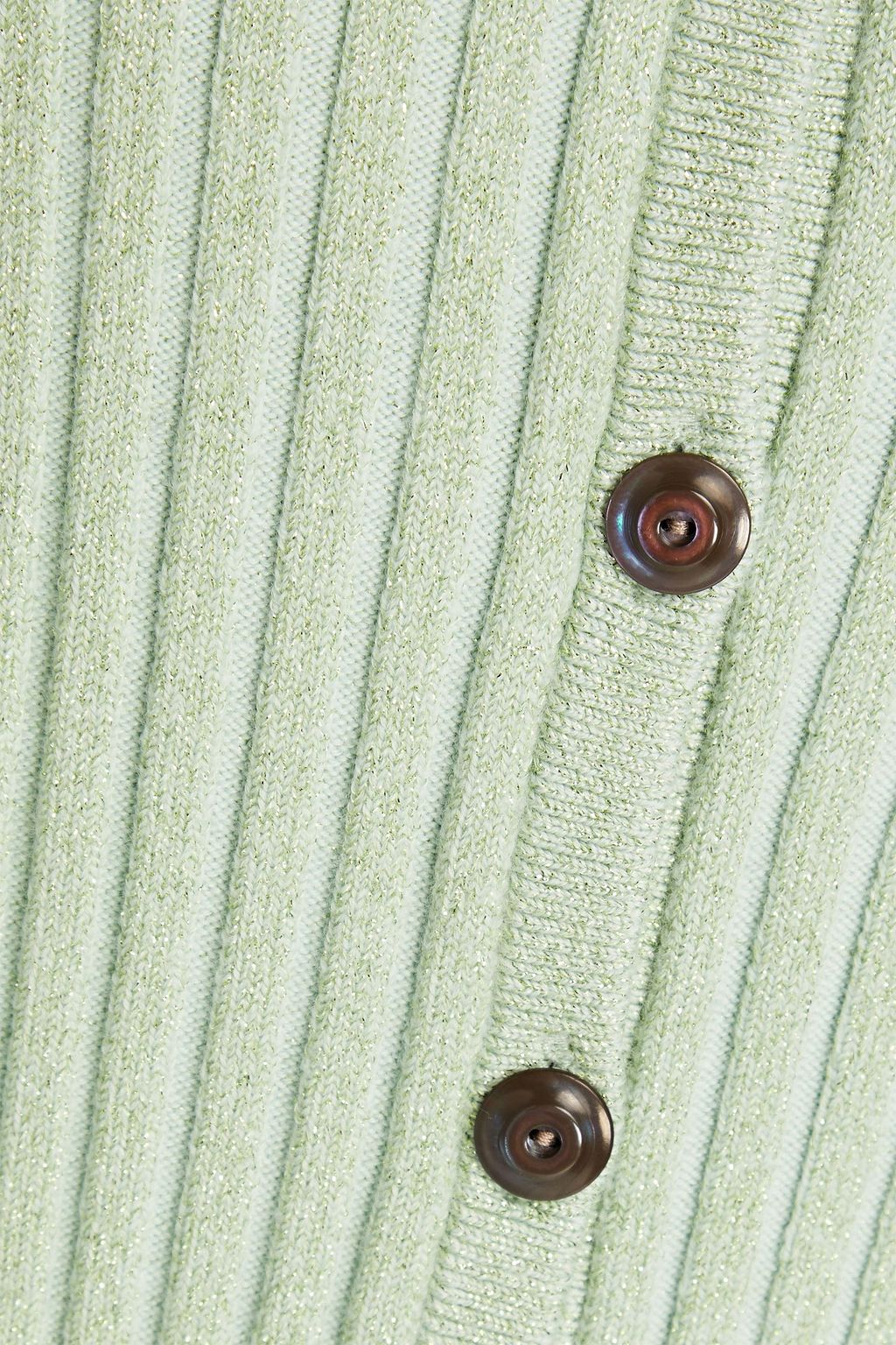 TORY BURCH Ribbed metallic merino wool-blend cardigan