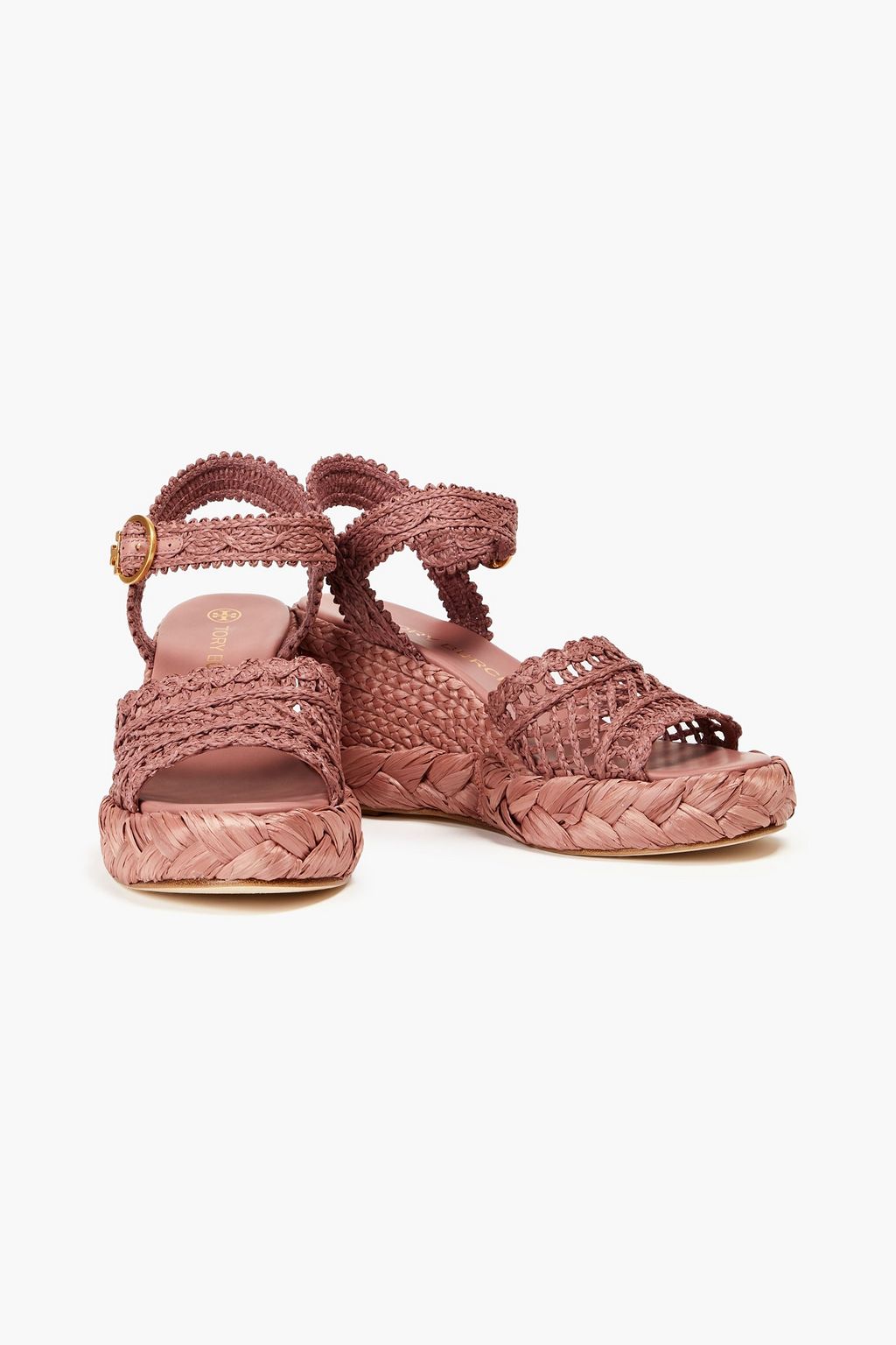 TORY BURCH Raffia platform wedge espadrilles