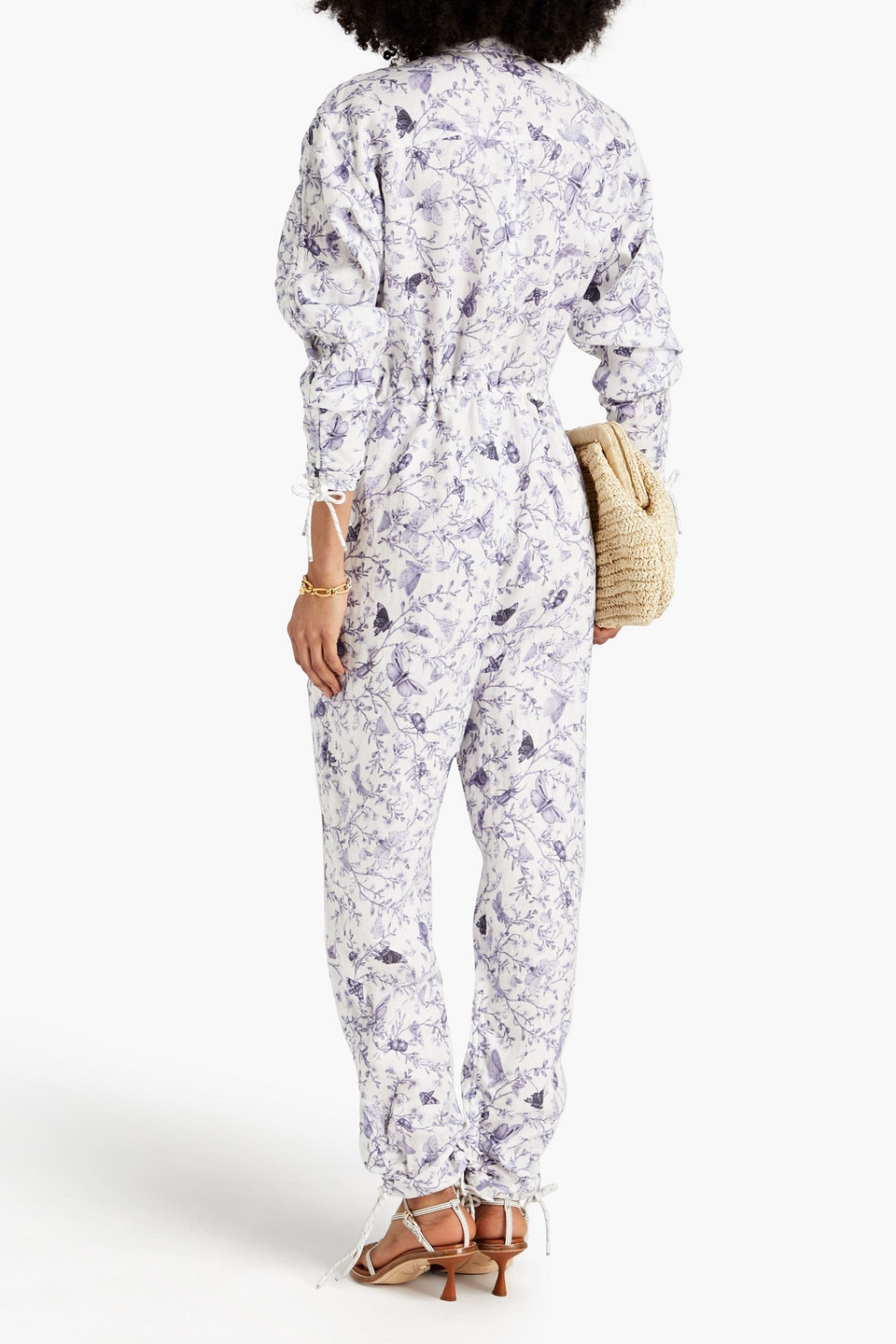 Zimmermann Printed Linen Jumpsuit In Blue
