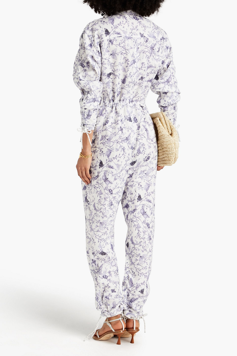 Shop Zimmermann Printed Linen Jumpsuit In Blue