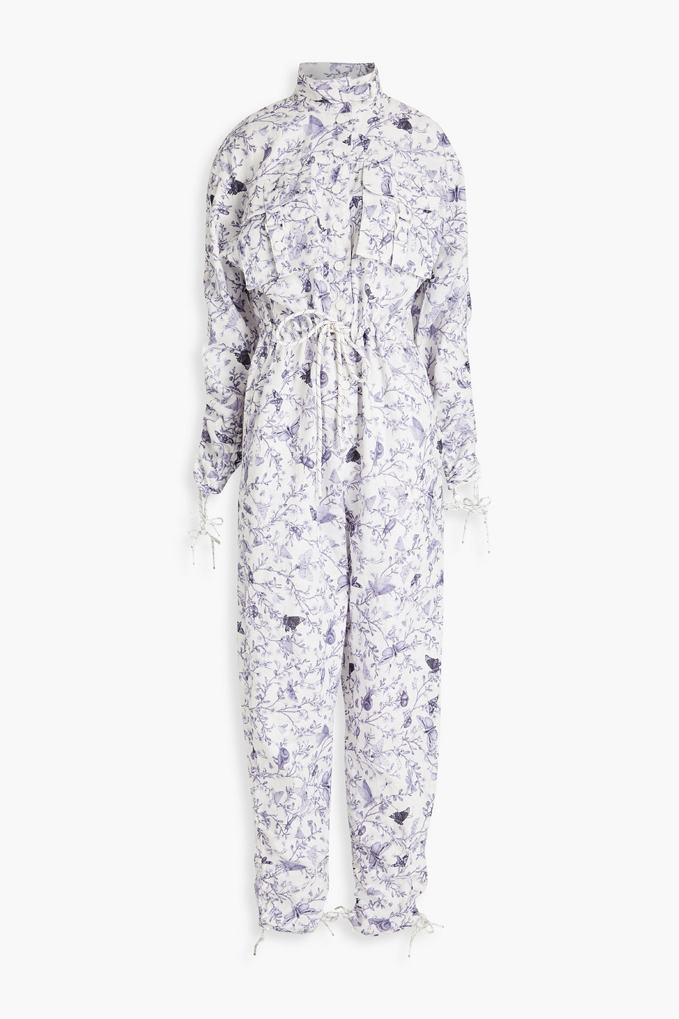 Zimmermann Printed Linen Jumpsuit In Blue