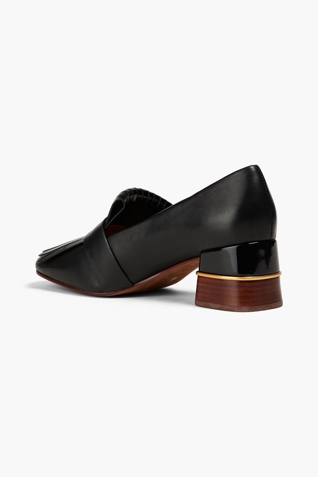 TORY BURCH Kiltie Pumps aus Glatt- und Lackleder mit Fransen