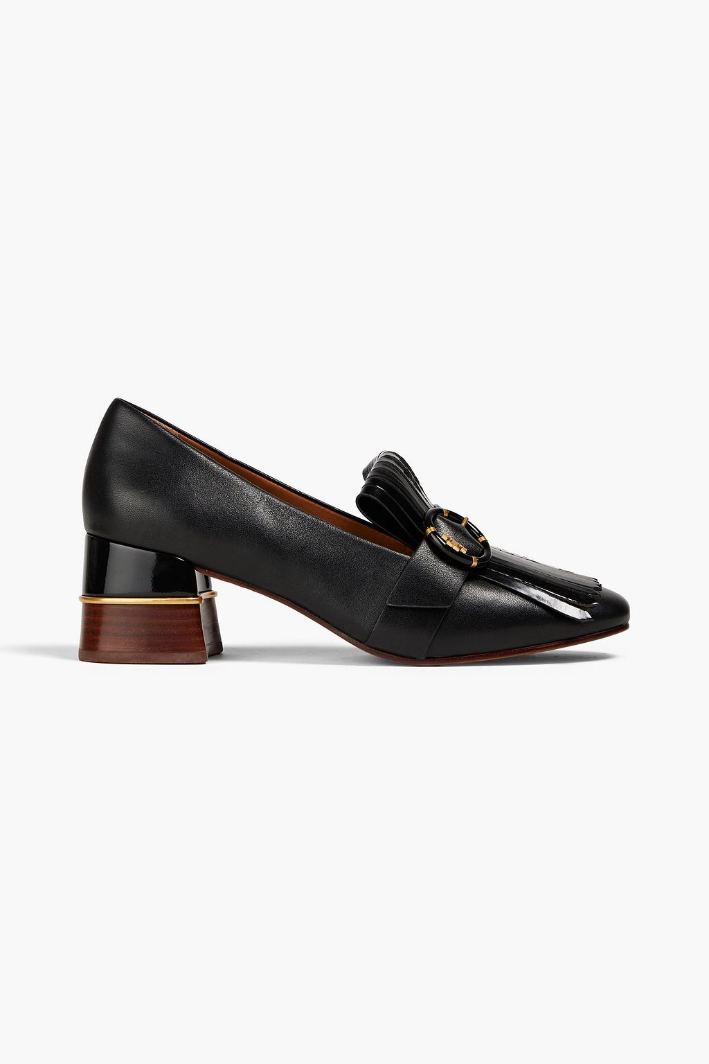 TORY BURCH Kiltie fringed smooth and patent-leather pumps | Sale up to 70%  off | THE OUTNET