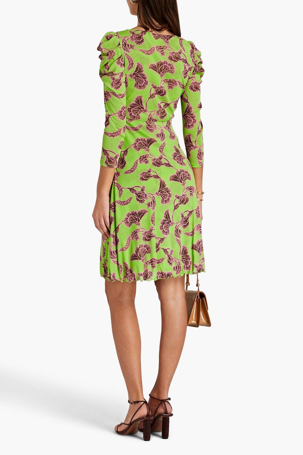 DIANE VON FURSTENBERG ストレッチメッシュ ワンピース プリント入り