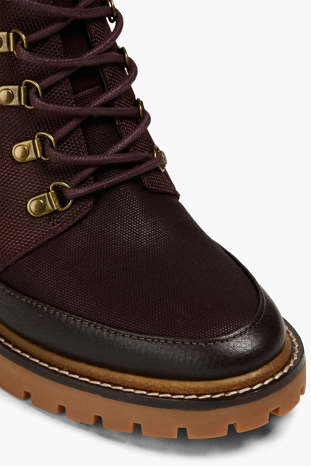 TORY BURCH Miller 95 Ankle Boots aus Narbenleder und gewachstem Canvas