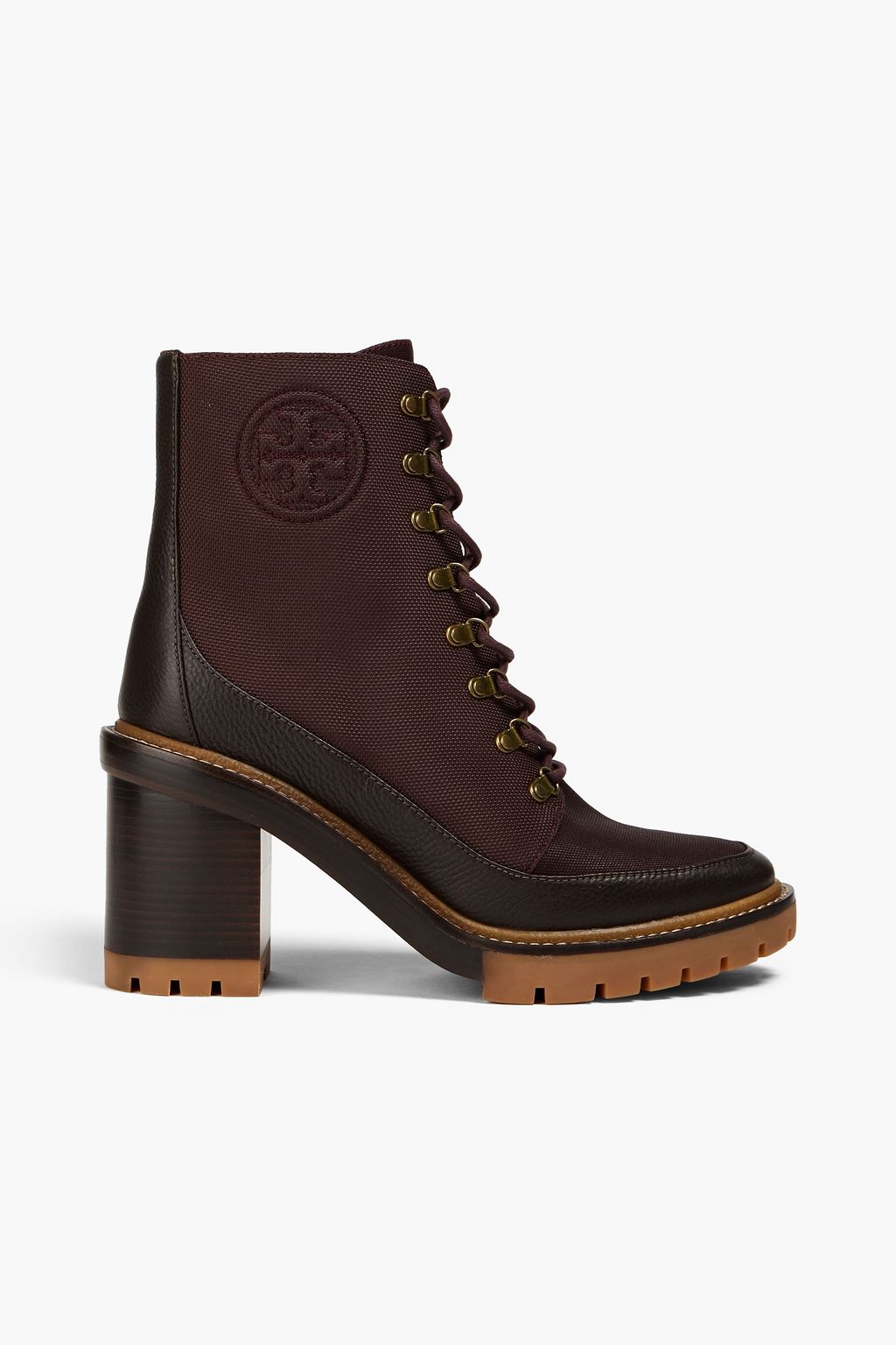 TORY BURCH Miller 95 waxed canvas and pebbled leather ankle boots