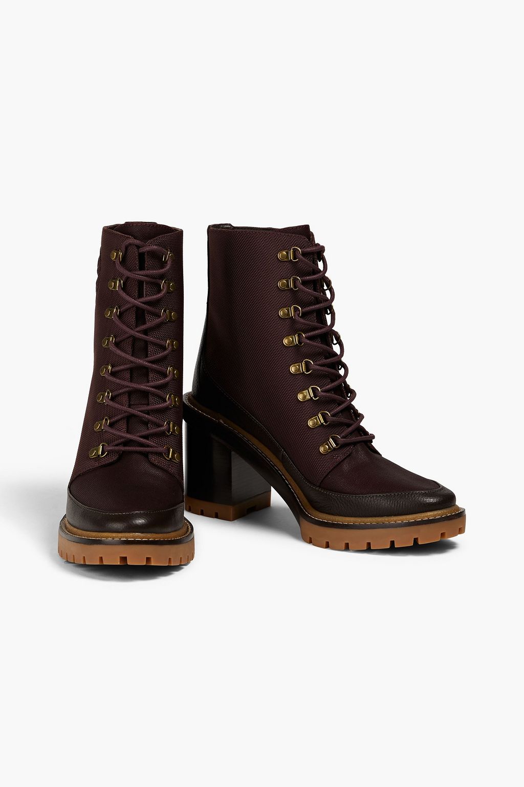 TORY BURCH Miller 95 Ankle Boots aus Narbenleder und gewachstem Canvas